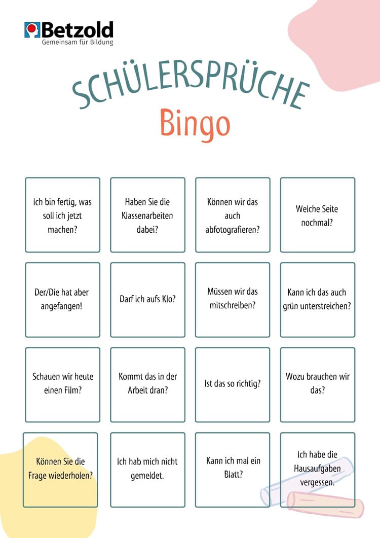 Schülersprüche-Bingo
