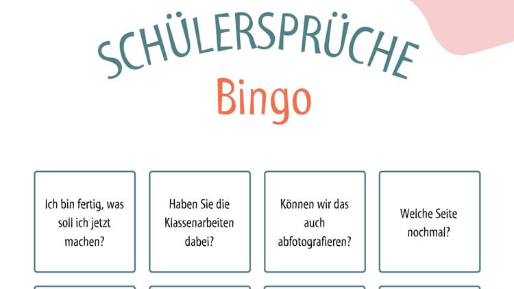 Schülersätze Bingo