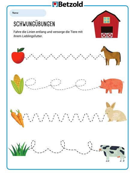 Schwungübungen: Bauernhof
