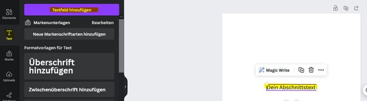 Canva: Text hinzufügen
