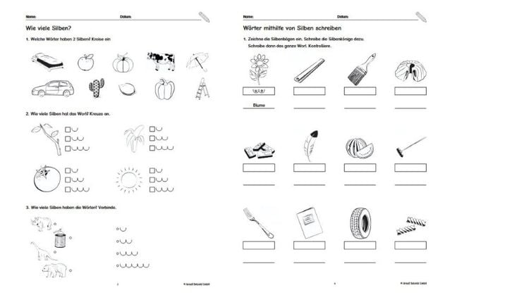 Arbeitsblatt Silben lesen