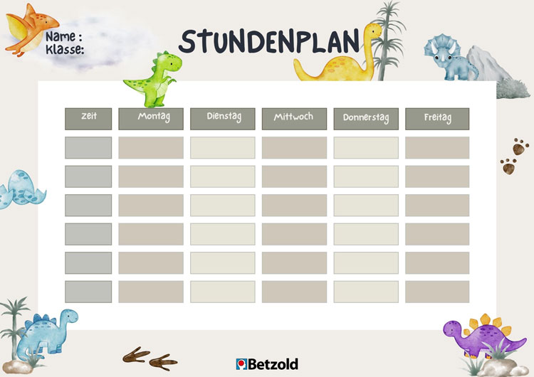 Stundenplan Dinosaurier