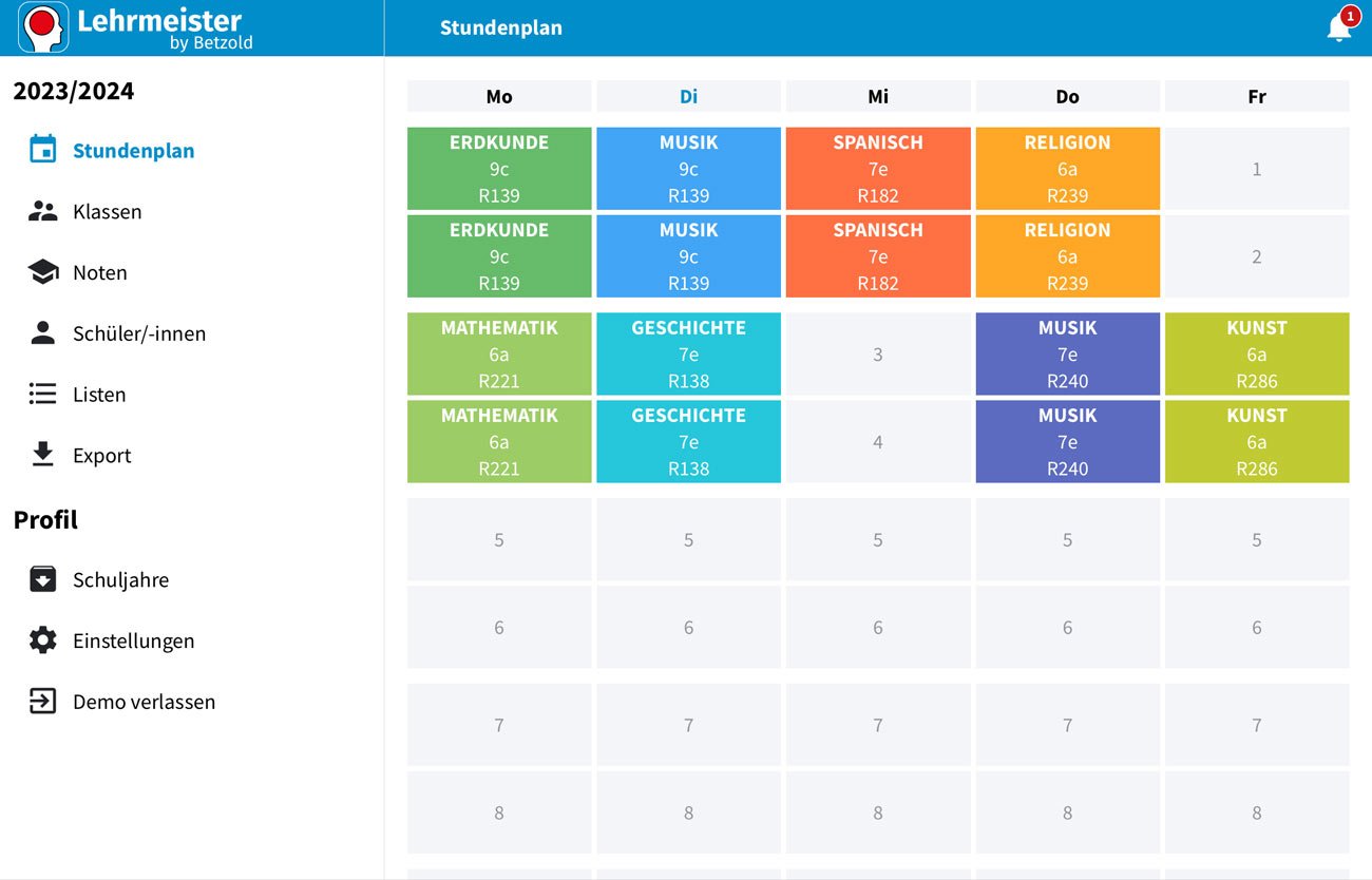 Screenshot Stundenplan Lehrmeister App