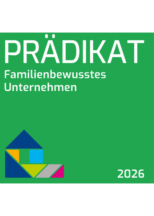 Auszeichnung Prädikat Familienbewusstes Unternehmen 2026 Signet der Auszeichnung Prädikat Familienbewusstes Unternehmen 2026