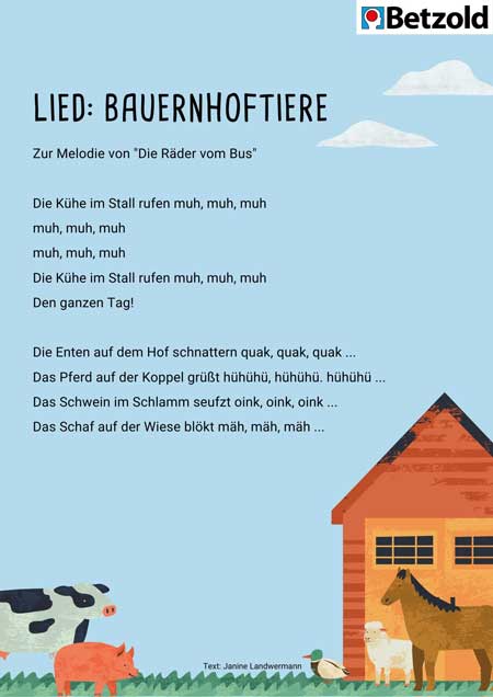 Lied: Bauernhoftiere