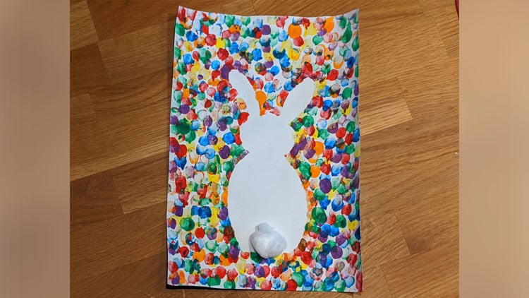 Bastelidee: Hase aus Fingertupfen