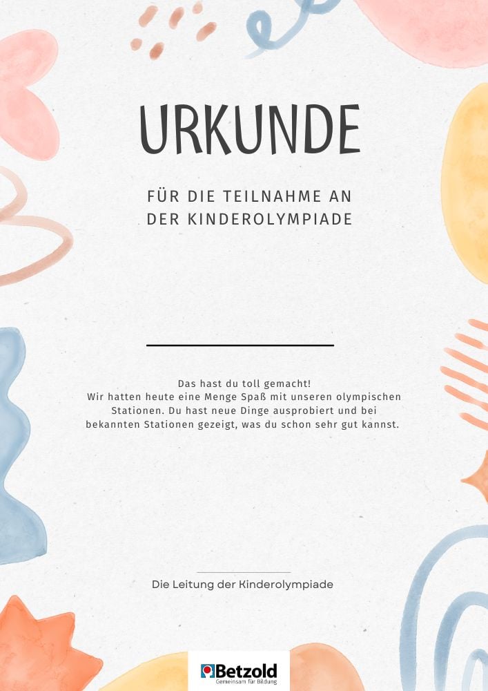 Vorlage: Urkunde Kinderolympiade