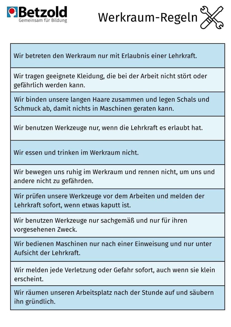 Werkraum-Regeln