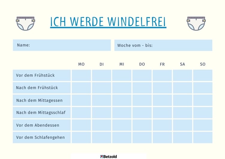 Vorlage: Windelfrei-Tabelle