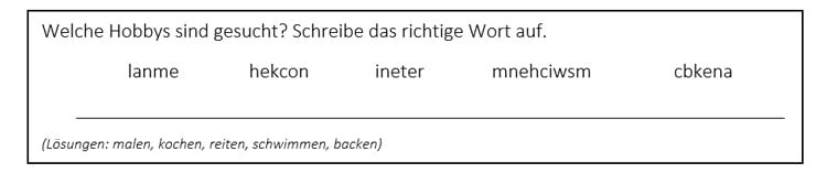 Wortschatzübung: Hobbys