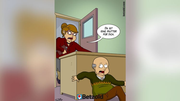 Cartoon: Lehrer versteckt sich vor Direktorin