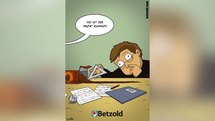 Cartoon: Lehrer zieht sich Kaffee in die Nase