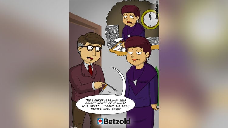 Cartoon: Lehrerkonferenz wird verschoben