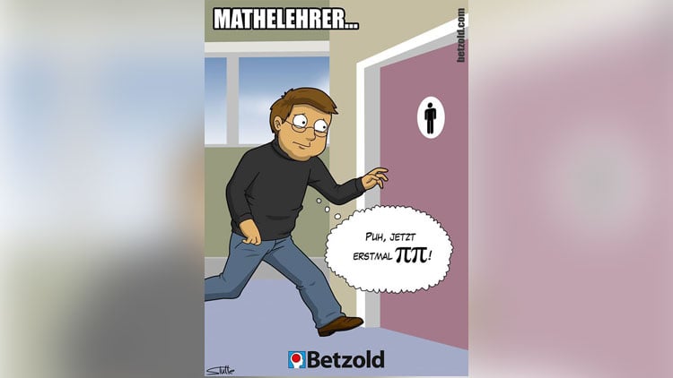 Cartoon: Lehrer rennt zur Toilette.