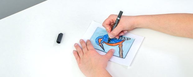 Druckvorlage Vogel wird gemalt