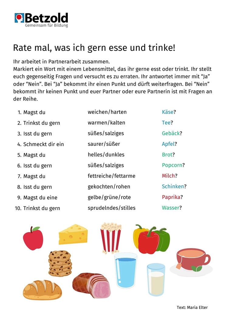 Grammatikübung: Was isst du gerne?