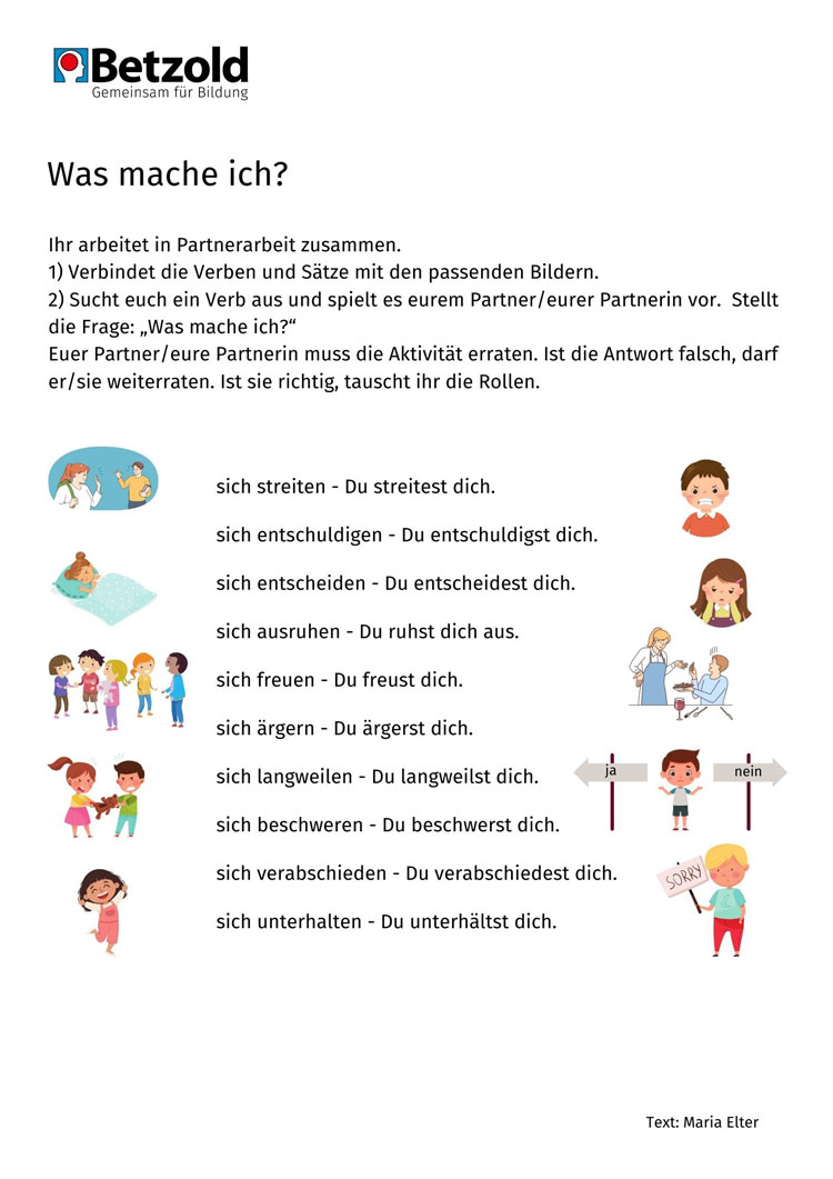 Grammatikübung: Was mache ich?