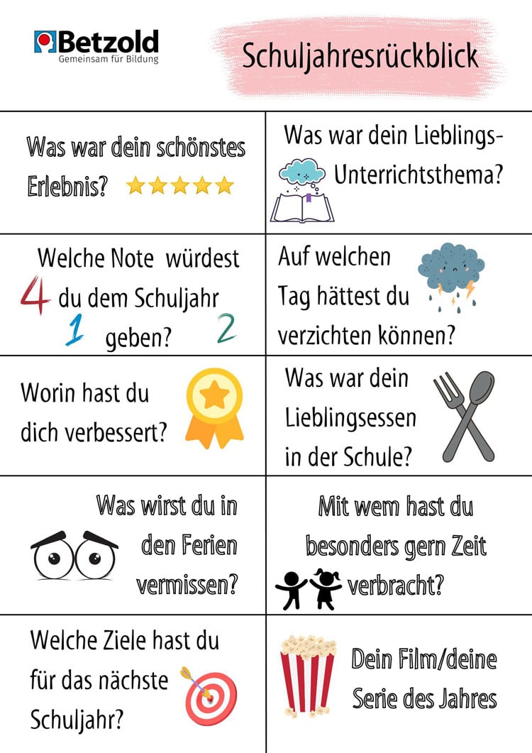 Spiel: Jahresrückblick auf das Schuljahr