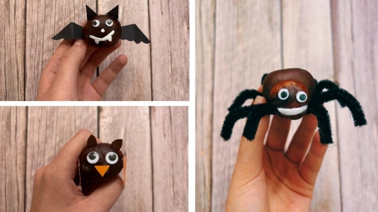 Kastanientiere sind auch zu Halloween eine schöne Deko-Idee.