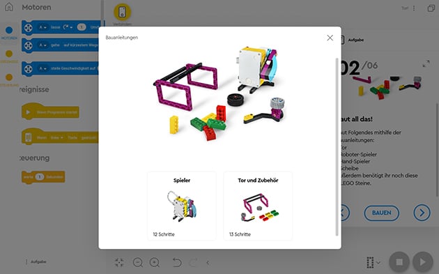 Ansicht Fußball-Anleitung LEGO® Education SPIKE™ Prime-Set Schritt 2